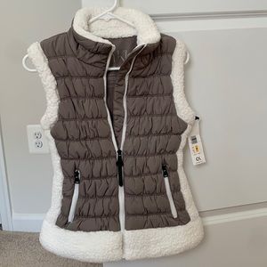 Calvin Klein Performance quilted puffer vest with Sherpa trim